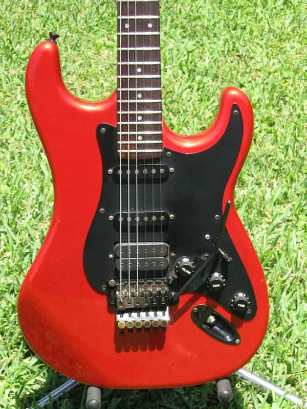 USA Kramer Pacer Deluxe 1985 Candy Apple Red schaller pups floyd rose with freedom hard case image 1