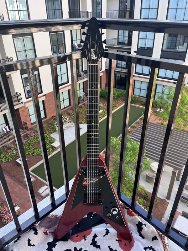 Gibson Flying V Crescent Moon 2002 - Worn Cherry image 1