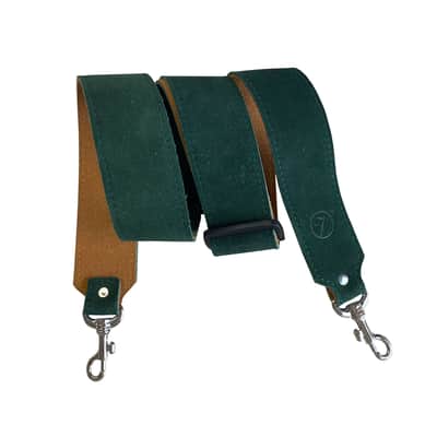 Genuine Leather Banjo Strap Metal Clips, and Tri-glide Adjustment. Adjustable to 52", Green image 2