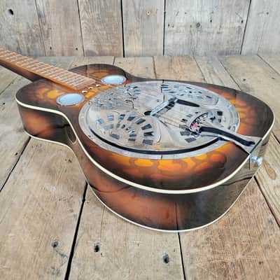 Dobro Model 66B Squareneck Resonator 1985 Sandblasted Birch With Case - Sunburst sandblasted French Scroll design image 12