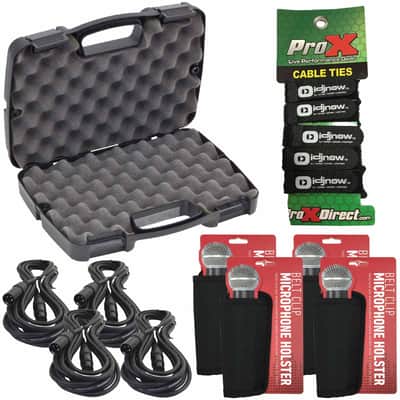 Accessories Pack Male-Female 20ft XLR Cables 4 Pack + Ties + Case + Mic Holsters image 1