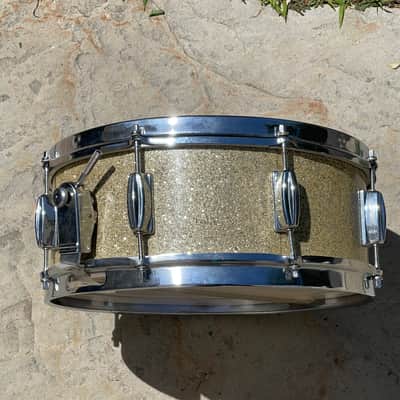 1960's MIJ 14" Gold/Silver Sparkle 5.5x14 Snare Drum Del Rey St. George image 2