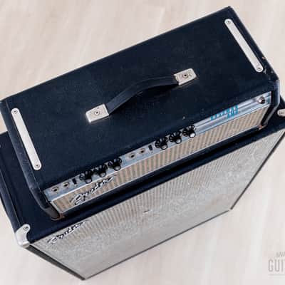 1969 Fender Bassman Drip Edge Silverface Vintage Tube Amp w/ 2x12 Cab, Fully Serviced, Black Panel AA864 image 4