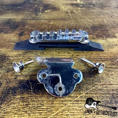 Economy Archtop Roller Bridge, Tailpiece, Strap Pins Lot *USED* (2000s - Chrome) image 1