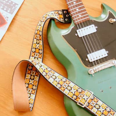 Vintage 70s Gold 'Woodstock' Guitar Strap Replica image 1