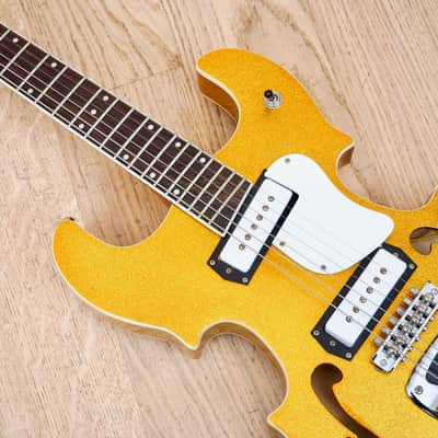 2005 Hallmark Stradette Semi-Hollowbody Electric Guitar Gold Sparkle Mosrite w/ohc image 7