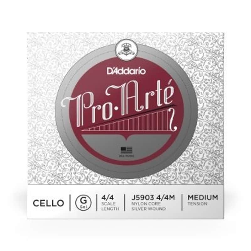 D'Addario Pro Arte Single Cello String G Nylon Core, Silver Wound Medium Tension J5903 4/4M image 1