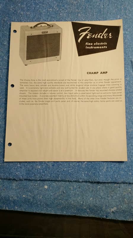 Fender Champ Dealer Sheet 1955 image 1