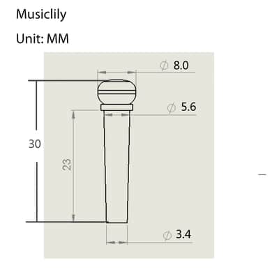 Musiclily Pre Slotted Guitar Ebony Bridge Pin With White Pearl Shell Dot (Pack of 6) image 2