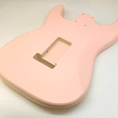 4lbs 4oz BloomDoom Nitro Lacquer Aged Relic Faded Shell Pink S-Style Vintage Custom Guitar Body image 9