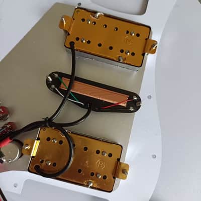 Strat Style Guitar HSS Prewired Loaded Pickguard, Large Pole, Dual Rail Pickups image 4