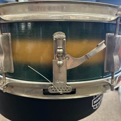 Ludwig No. 491 Pioneer 5x14" 6-Lug Snare Drum with Keystone Badge 1960 - 1968 - Green/Gold Duco Lacquer image 4