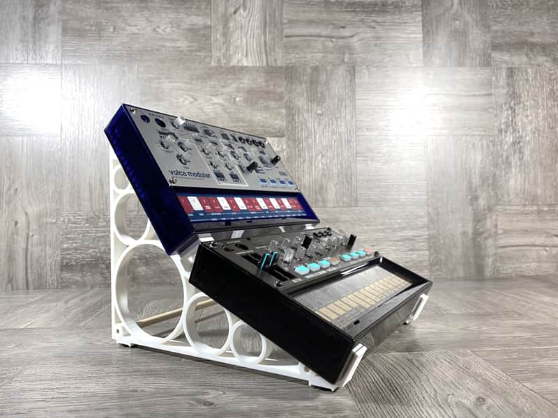 DUAL Stand for KORG Volca FM / Sample / Keys / Modular / Bass / Beats - WHITE - by KZcraftworks USA image 1