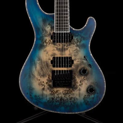 Mayones Regius 4Ever 6 String 3A Grade Eye Poplar Top Jeans Black Three Tone Blue Burst Satine Finish image 3