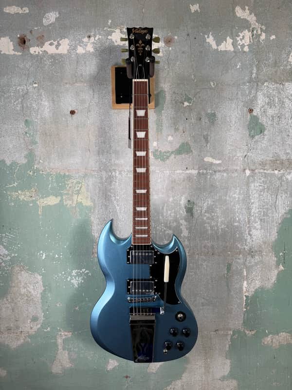 Vintage VS6V-GHB Reissue Series Double Cut with Vibrola Tailpiece - Gun Hill Blue image 1