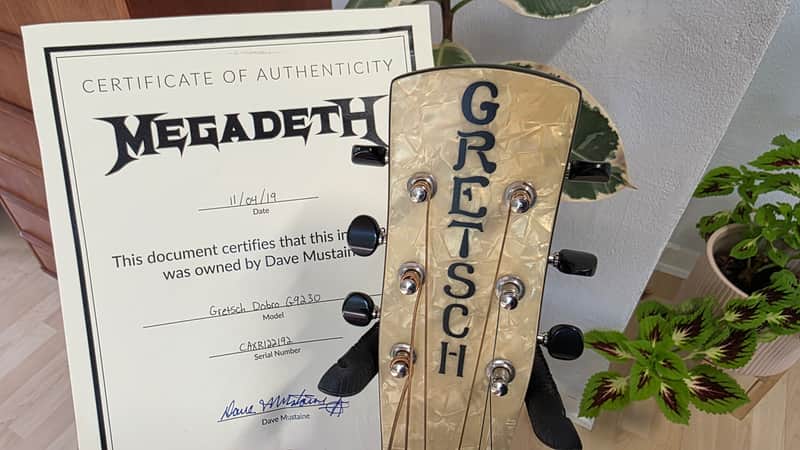 Dave Mustaine's Megadeth Album Recorded Gretsch G9230 Dobro Resonator Guitar in Custom Dean USA Professional Case - Artist owned by DAVE MUSTAINE signed COA image 1