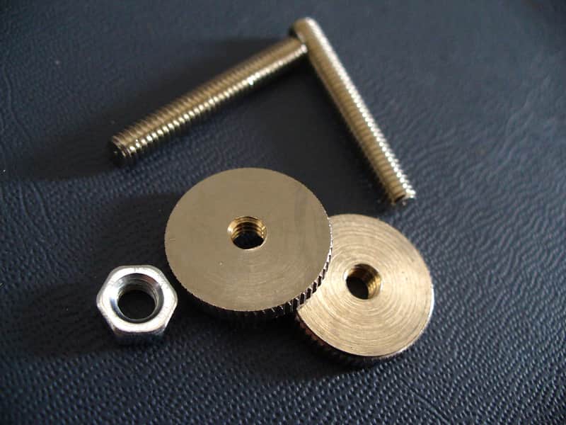 Orville by Gibson BASS MOD soft brass thumbwheels and posts for M4 metric ABR-1 bridge Les Paul Royal Mount 2026 - Nickel image 1