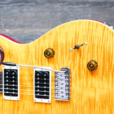 PRS SE Custom 24 Santana Yellow Flame Maple Veneer Top Electric Guitar w/Bag image 7