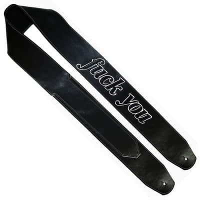Guitar Strap - Fuck You -Leather Suede Custom Strap 57"- 66", x 3" Extra Long! image 1