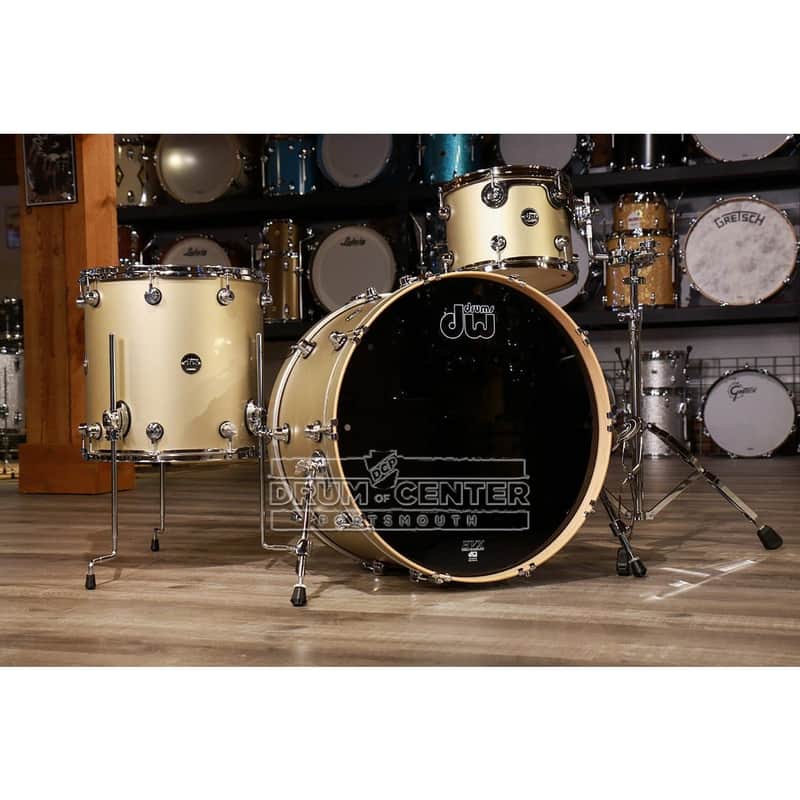 DW Performance 3pc Drum Set 22/13/16 Hard Satin Gold Mist image 1