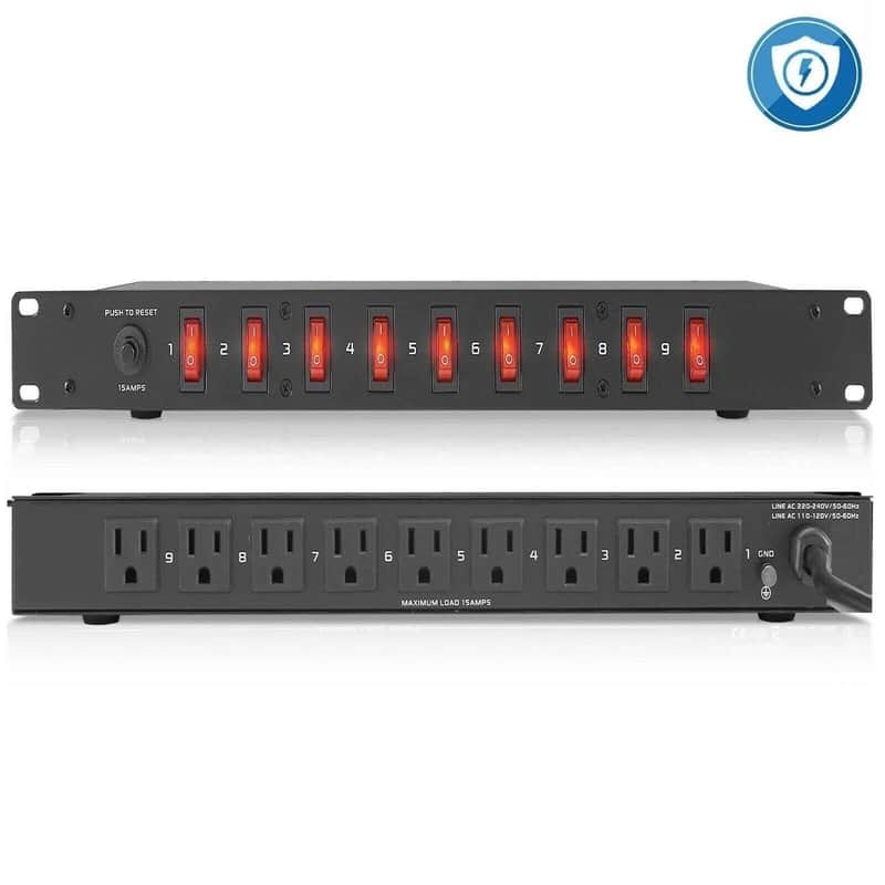 New 1U Rack Mount AC Power Supply Strip 15A 1800VA Cords And Wire image 1