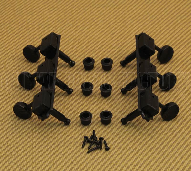 WJ-15BK Black Wilkinson Vintage Style Machine Heads 3+3 Strip Tuner Guitar Keys Lap Steel image 1