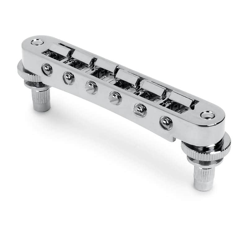 Nashville Tune-o-matic Bridge, Chrome, with studs and bushings image 1