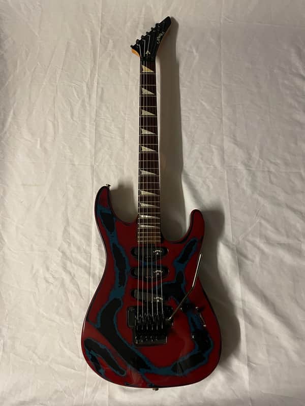 Arbor G-410 Electric Guitar SSS Strat Style Floyd 1980s - Washed Out Red / Blue image 1