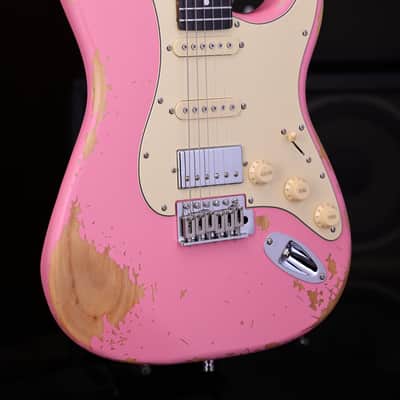 Dhatarattha HSS Strat-Style – Shell Pink Nitro Relic image 4