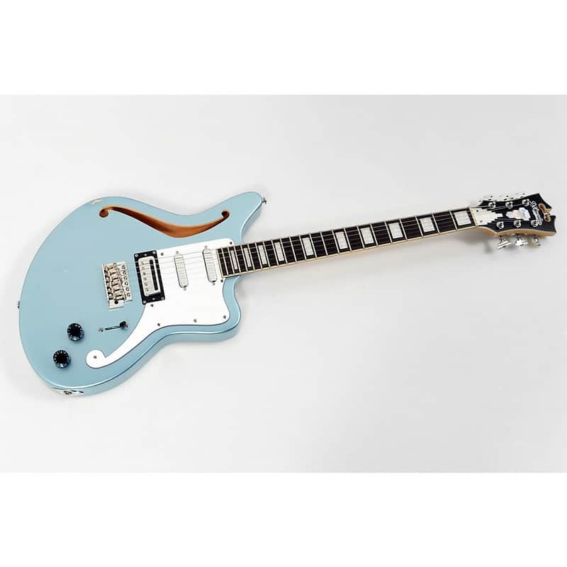 D'Angelico Premier Series Bedford SH Limited-Edition Electric Guitar with Tremolo Regular Ice Blue Metallic image 1