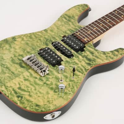 Swing Modern K Emerald Green Quilted Maple Top Mahogany Matching Headstock Strat image 4
