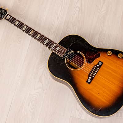 1955 Gibson J-160E Vintage Acoustic Electric Guitar Solid Top/Back w/ P-90 & Case image 14