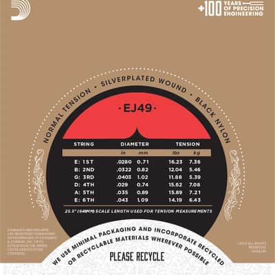 D'Addario EJ49 Pro-Arte Black Nylon Classical Guitar Strings, Normal Tension image 3