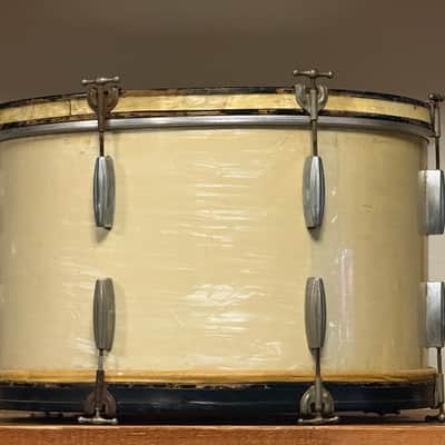 1940's Gretsch 24" BroadKaster White Marine Pearl 14x24 Bass Drum 3-ply image 7