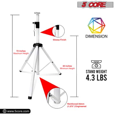 5 Core Speaker Stand Height Adjustable PA DJ Tripod Studio Monitor Stands w 35mm Compatible Insert image 3
