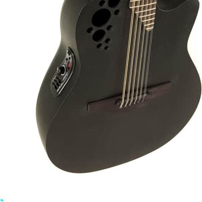 Ovation Pro Series Elite TX E-Acoustic Guitar 2058TX-5 Black Textured 12-String (2058TX-5-G) image 3