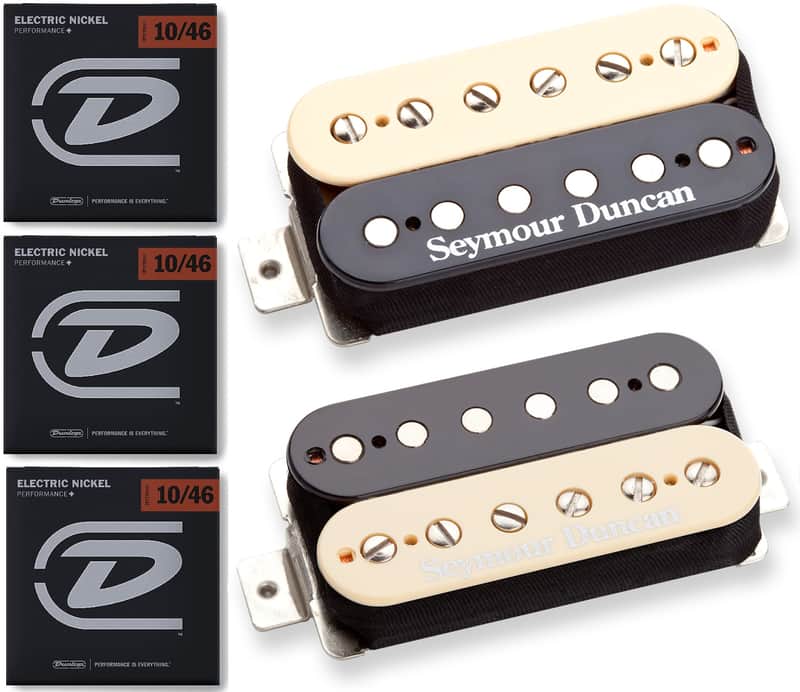 Seymour Duncan Green Magic Humbucker Zebra Set Bridge & Neck -3 Free String Sets image 1