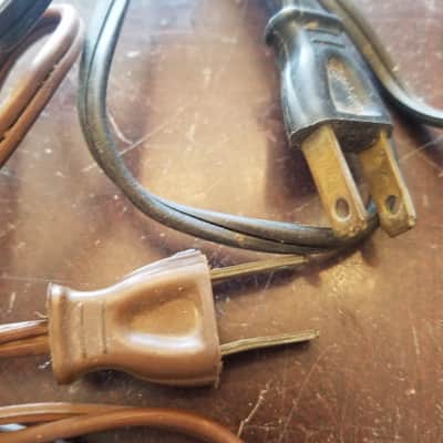 Leviton one (1) 117V Power Cord Electric Cable cut Vintage non-polarized black, brown 1940s-1960s image 1