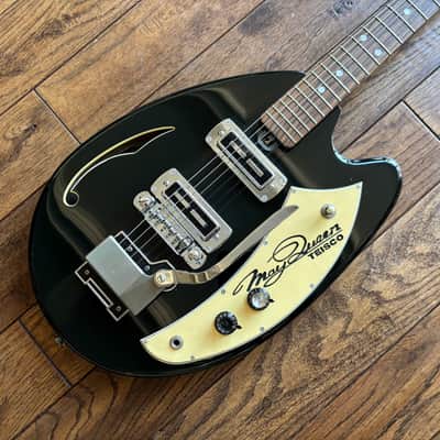 1999 Teisco May Queen Semi-Hollow Electric Guitar Tremolo Black MIJ Japan vox image 1
