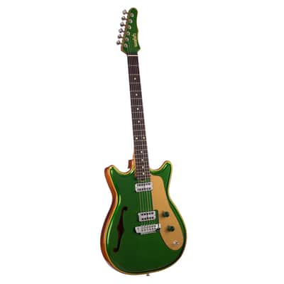 2022 Walsh Guitars Custom Double Cut - Candy Green w/Gold Accents and Natural Back - Semi-Hollow Custom Boutique Electric Guitar - USED! image 8