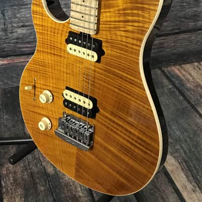 Ernie Ball MusicMan Left Handed Axis Super Sport Electric Guitar- Trans Gold Flame image 3