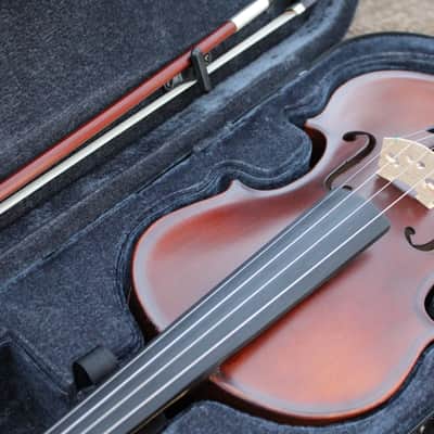 John Juzek 85 Violin Outfit with Case and Bow 4/4 size - Shaded Amber/Tobacco Brown Matte image 24