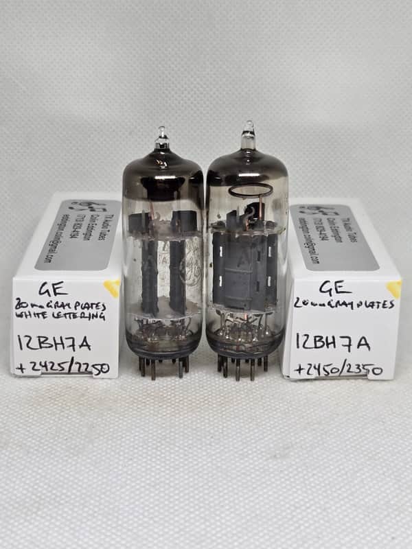 GE 12BH7A Short Gray Plate Well Matched (8.1%) Pair NOS 12BH7 ECC99 image 1
