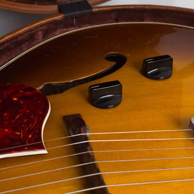 Guild  X-150 Arch Top Hollow Body Electric Guitar (1957), ser. #4462, original brown hard shell case. image 15