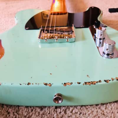 MJT/Fender Telecaster Esquire Aged Surf Green Nitro over 3-tone Sunburst image 13