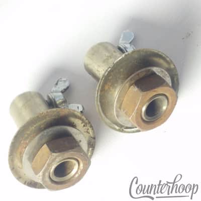 Slingerland Disappearing Spur Mounts Straight Bass Drum Leg Receivers 50s Nickel image 2