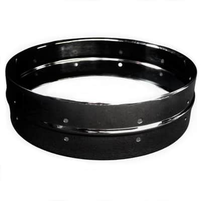 World Max BKS-4014/831 4x14" beaded snare drum shell black over brass, pre-drilled 8 lug image 1