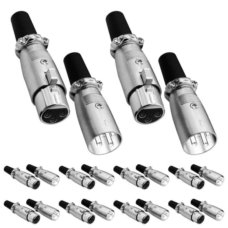 5Core XLR Connector 20 Pair Male Female to 1/4 Audio Jack 3 Pin Secure Mic Plug w Locking Ends image 1