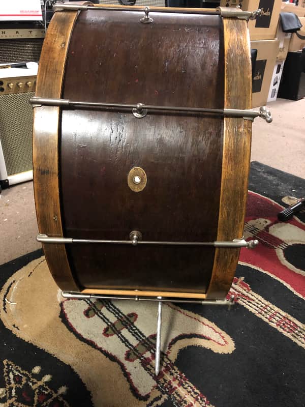 Ludwig&Ludwig 26" Single Tension Marching Bass Drum 1920's - Walnut image 1
