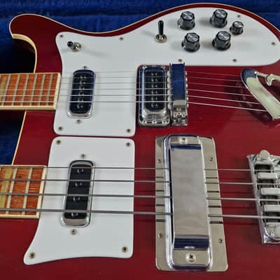 1981 Rickenbacker 4080 6/4 Double Neck 4001 Bass 480 Guitar Burgundy Red image 10